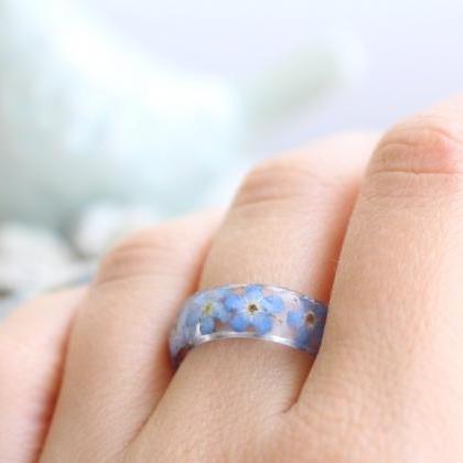 Forget Me Not Ring, Real Flower Ring, Unique Rings..