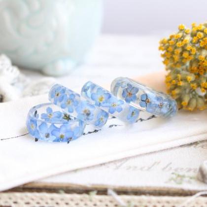 Forget Me Not Ring, Real Flower Ring, Unique Rings..