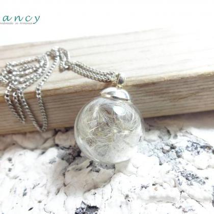 Dandelion necklace mini, real dande..
