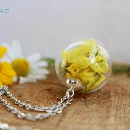 Botanical necklace , yellow necklac..