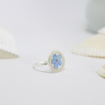 Real Forget Me Not Ring, Flower Pressed Jewelry..