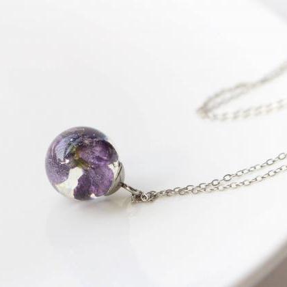 Violet Flower Necklace , Bridesmaid Gift Jewelry ,..