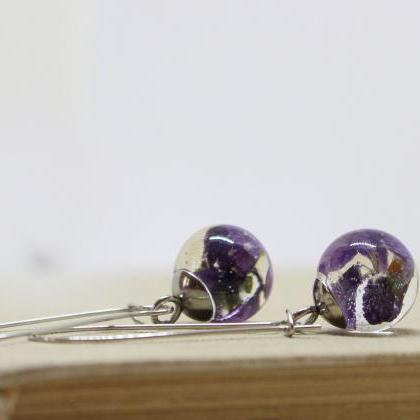 Violet Flower Earrings, Violet Earrings, Earrings..