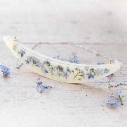 Forget Me Not Flower Necklace, Pressed Flower..