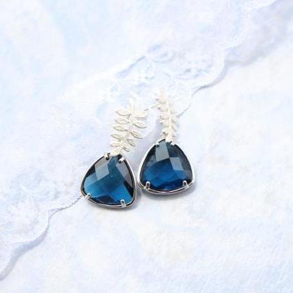 Cobalt blue wedding earrings, blue ..
