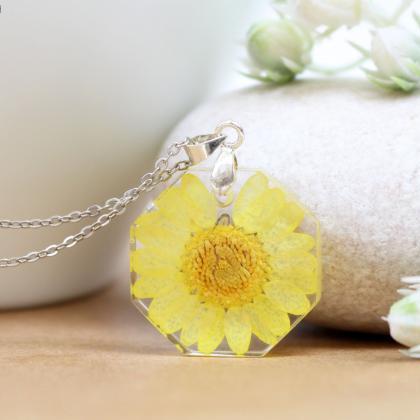 Real Sunflower Necklace, Black Eyed Susan Jewelry,..