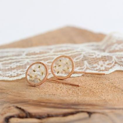 Ready To Ship Gift, Wedding Pressed Flower Stud..