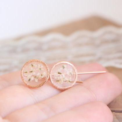 Ready To Ship Gift, Wedding Pressed Flower Stud..