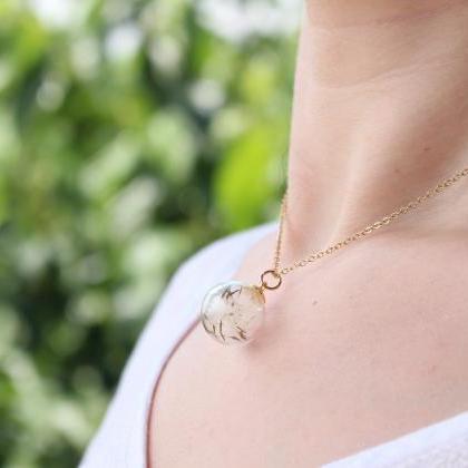 Dandelion Necklace Gold, Real Flower Necklace,..