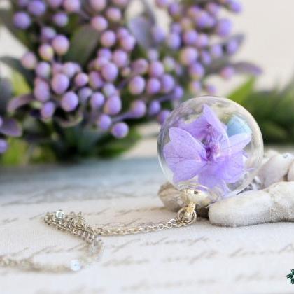 Purple Flower Necklace, Women Birthday Gifts..