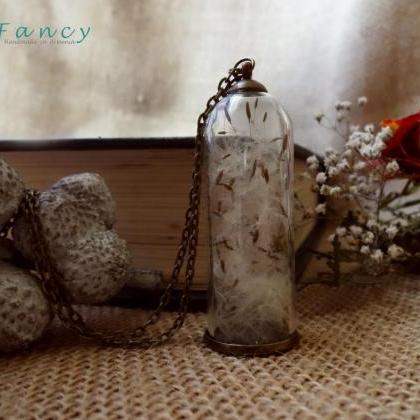Dandelion Necklace Long, Real Dandelion Seeds ,..