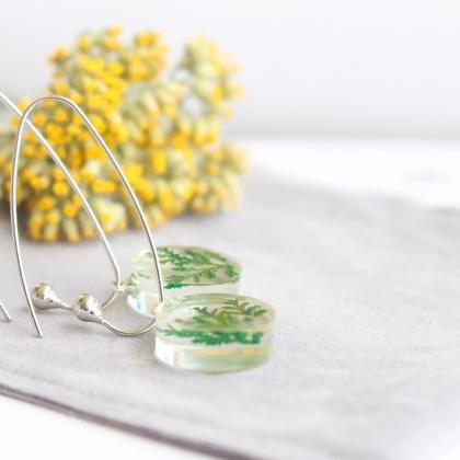 Real Fern Earrings, Pressed Flower Earrings Green,..