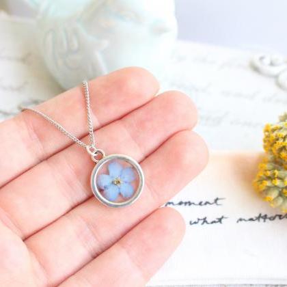 Forget Me Not Memorial Flower Necklace, Miniature..
