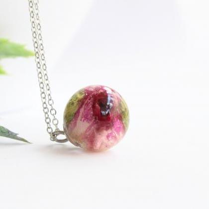 Real Rose Necklace, Pressed Rosebud Jewelry, Real..