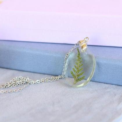 Real Plant Necklace, Real Dried Fern Necklace,..