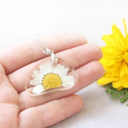 Real Daisy Necklace, Pressed Flower Necklace,..