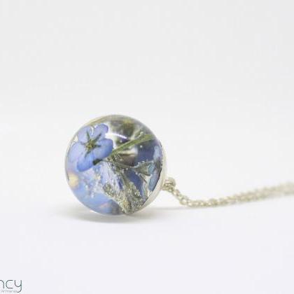 Forget Me Not Necklace, Real Flower Necklace ,..