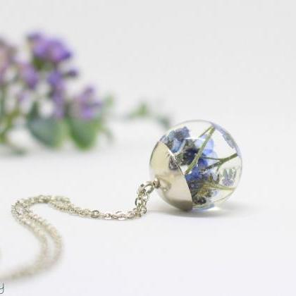 Forget Me Not Necklace, Real Flower Necklace ,..