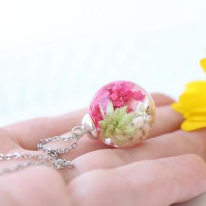 Unique necklace gift, real flower n..