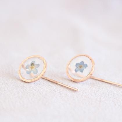 Forget Me Not Earrings, Rose Gold Geometrical..