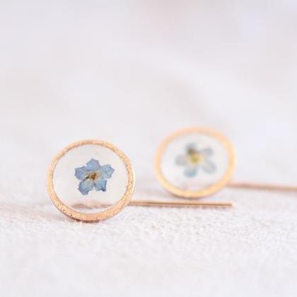 Forget Me Not Earrings, Rose Gold Geometrical..