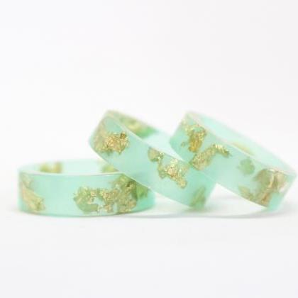 Mint green ring, resin stacking rin..