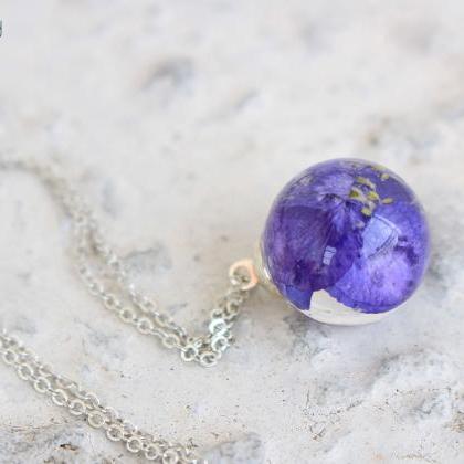 Violet Flower Necklace , Violet Necklace , Purple..