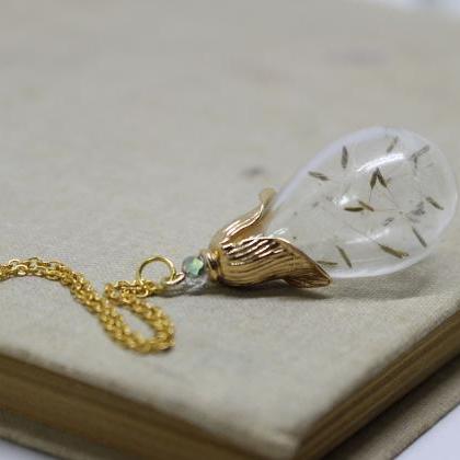 Dandelion Necklace Gold, Necklace Gift For..