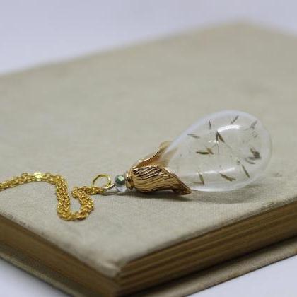 Dandelion Necklace Gold, Necklace Gift For..