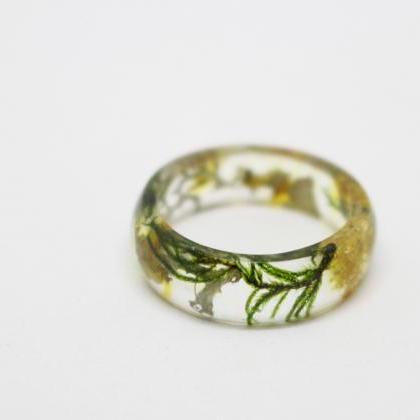 Resin Ring, Moss Resin Ring, Unique Rings For..