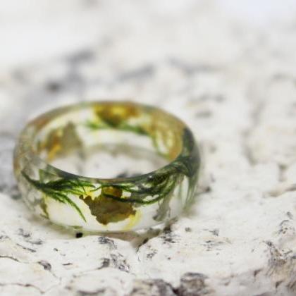Resin Ring, Moss Resin Ring, Unique Rings For..