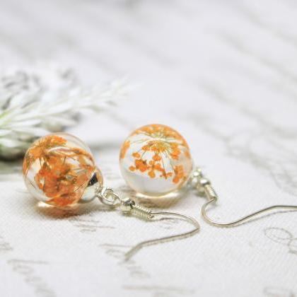 Orange Flower Earrings, Resin Earrings Flower,..