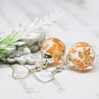 Orange Flower Earrings, Resin Earrings Flower,..