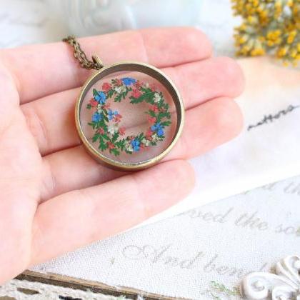 Unique Necklace With Pressed Flowers, Real Flower..
