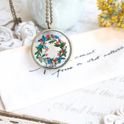 Unique Necklace With Pressed Flowers, Real Flower..