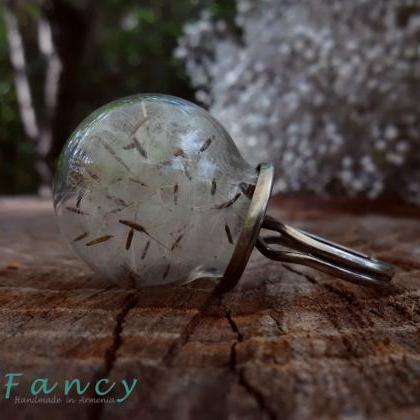 Real Dandelion Ring Dandelion Seed Jewelry Mini..