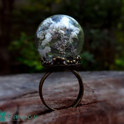 Vintage style ring floral, bohemian..