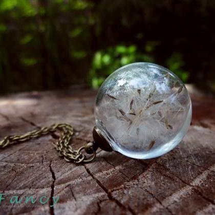 Real Dandelion Necklace - Dandelion Seed Necklace..