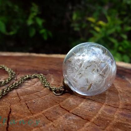 Real Dandelion Necklace - Dandelion Seed Necklace..