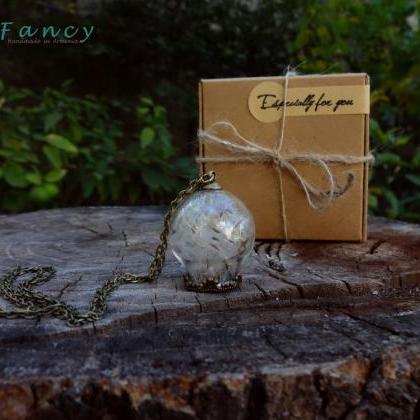 Dandelion Wish Necklace , Real Dandelion Necklace..