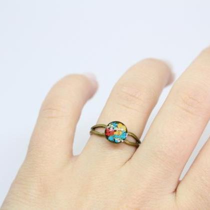 Minimalist Flower Ring, Real Flower Ring, Pressed..
