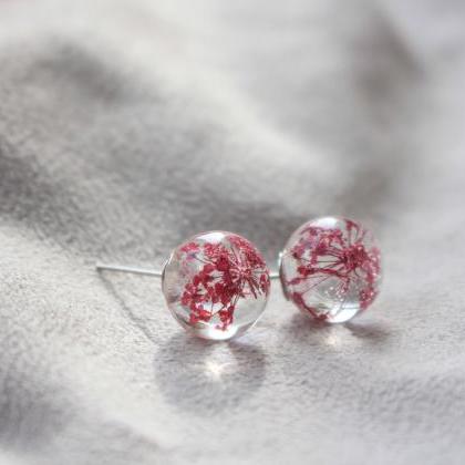 Pink Flower Earrings , Pink Stud Earrings For..