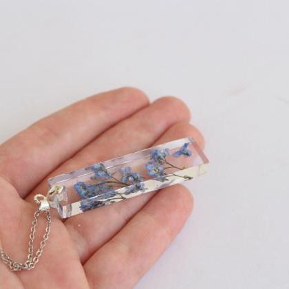 Forget Me Not Necklace, Pressed Flower Jewelry,..