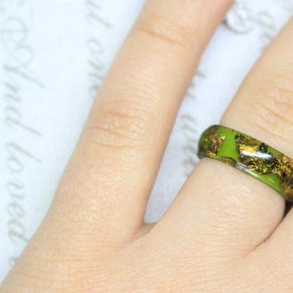 Resin Ring Copper , Green Rings For Women, Ring..