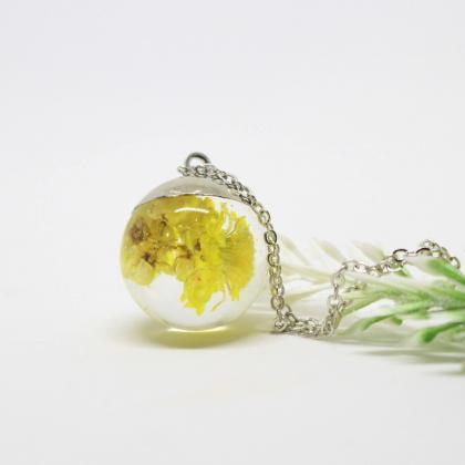 Pressed Flower Jewelry, Yellow Dried Flowers..