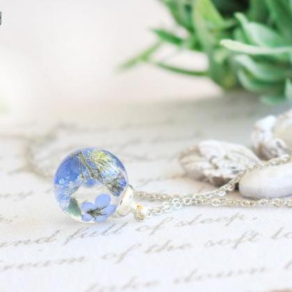 Forget me not necklace , blue flowe..