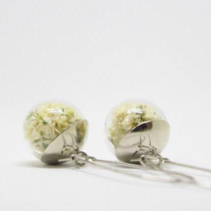 Real Flower Earrings , White Long Earrings ,..