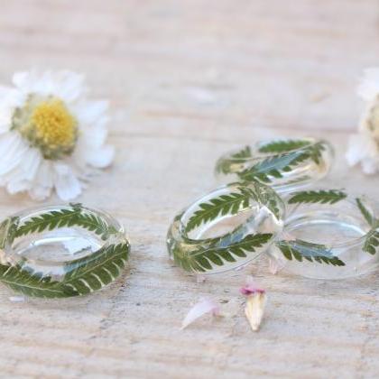 Real Fern Ring, Dry Fern Leaves, Nature Inspired..
