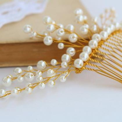 Pearl Hair Comb , Pearl Wedding Hair Accessories ,..