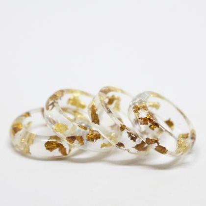 Resin Ring With Gold Flakes, Resin Ring Wedding,..